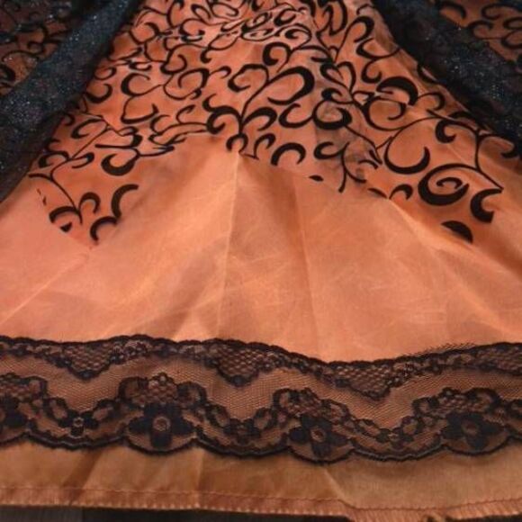 Girls Orange Witch Costume black beautiful dress size girls medium - Picture 3 of 9